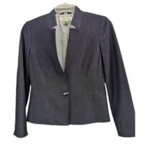 𝅺Tahari Blue one button Blazer jacket Size 6 EUC Versatile